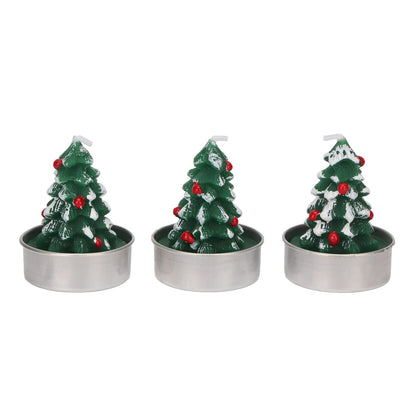 Rcniso Christmas Tree Candle Delicate Paraffin Tea Candle Holder Candles Long Lasting 3 Pieces for Bachelor Parties