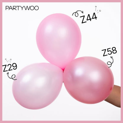 PartyWoo Pearl Pink Balloons 100pcs 5 Inch Light Pastel Baby Pale Pink Latex Balloons for Girl Baby Shower Gender Reveal Bachelorette Wedding Princess Birthday Butterfly Party Decorations Pink-Z29