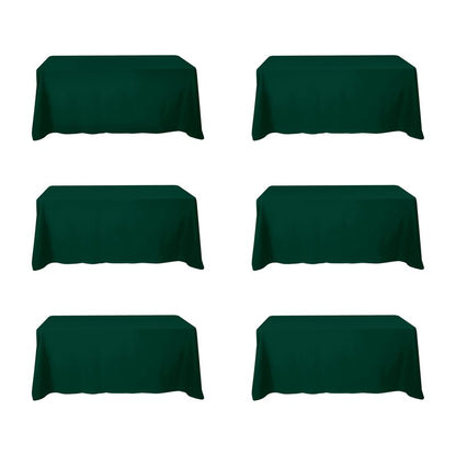 BRILLMAX 6 Pack Hunter Green Tablecloths 90 x 132 Inch for 6ft Rectangle Tables - 150 GSM Polyester Fabric, Floor Length Drop, Water, Stain & Wrinkle Resistant Cloth for Wedding Reception Banquet