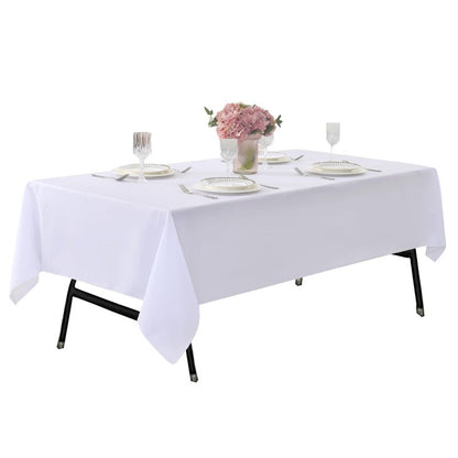 ZarzaaSik 6-Pack 90x132 inch White Table Cloths, Solid Stain and Wrinkle Resistant Oblong Tablecloth, Premium Plain Weave Polyester Fabric Rectangle Table Linen Covers for Hotel, Wedding