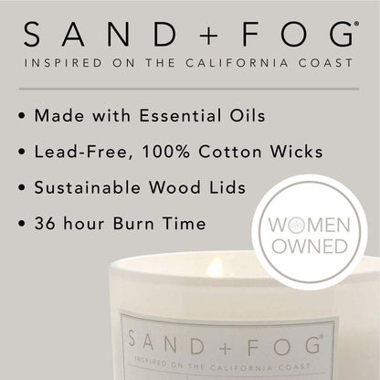 Sand + Fog Scented Candle - Sage & Sea Salt – Additional Scents and Sizes – 100% Cotton Lead-Free Wick - Luxury Air Freshening Jar Candles - Perfect Home Decor – 12oz, Sage Green