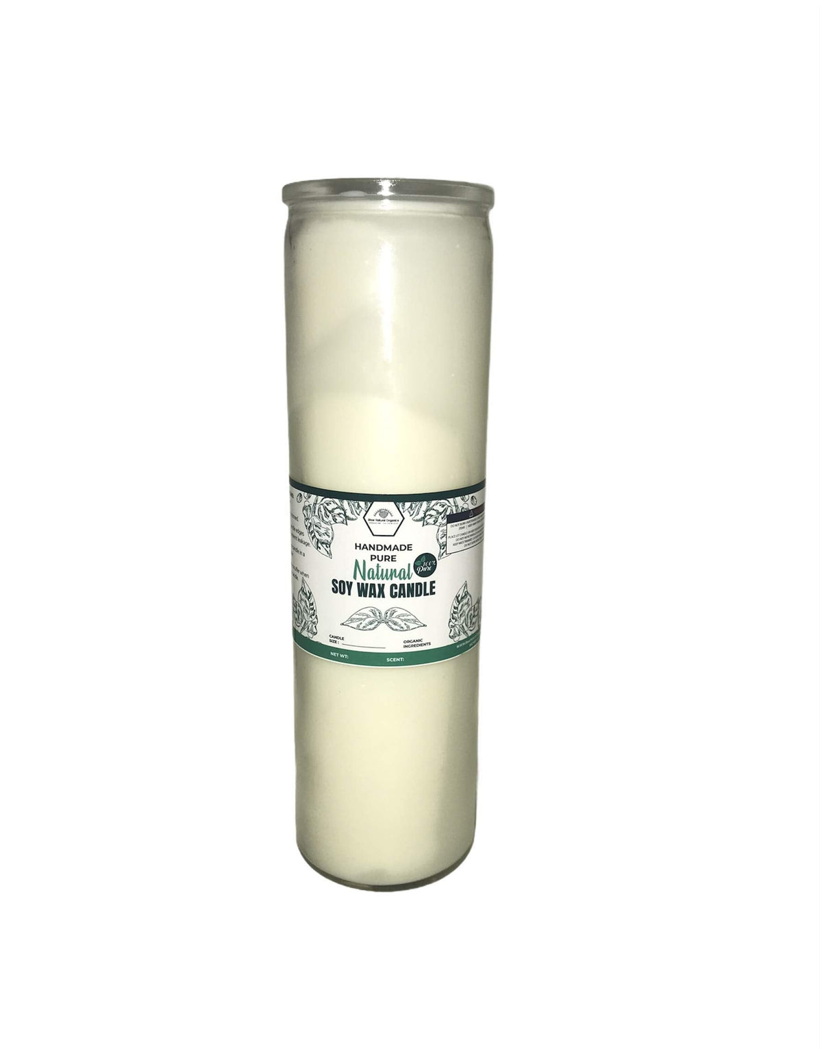 7 Day Prayer Candle | Alter | Glass Unscented Natural Pure Organic Plant-Based Dye Free Soy Wax 2 inches x 9 inches Pillar Candle
