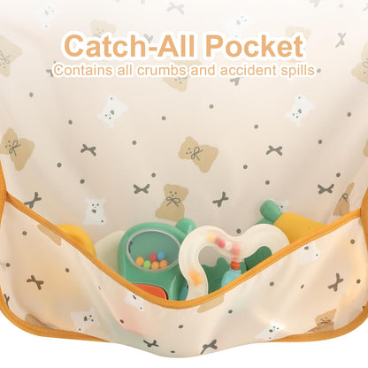 Accmor 5 Pack Long Sleeve Bibs, Baby Smock Waterproof Sleeved Bib Smock for Baby Toddler 6-24 Months