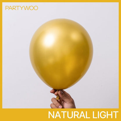PartyWoo Gold Balloons 120pcs Different Sizes of 18 12 10 5 Inch Gold Balloon Arch Kit Garland for Birthday Wedding Anniversary Baby Shower Graduation Retirement Casino Party Decorations Gold-G101