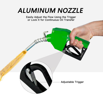 GIAYOGO 110V 16GPM Electric Fuel Transfer Pump Kit - Self-Priming Diesel/Kerosene/Bio Pump w/Hose & Nozzle, 550W Motor, 20-60L/Min (5.25-15.75 GPM)