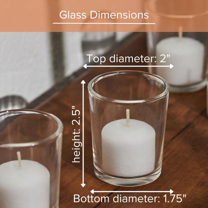 Simply Soson Votive Candles Bulk, 24 White Votive Candles with Glass, 10 Hours Burn time, Small Candles, Bulk Candle, Unscented Candle Votives for Wedding, Birthday, Holiday & Home Decor