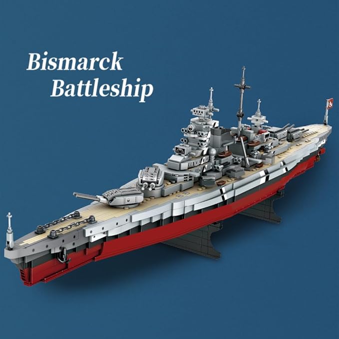 Technik FC4201 German Battleship Bismarck Building Blocks 2081 PCS MOC Large WWII German Military Warship Marine Battleship Model for Adult