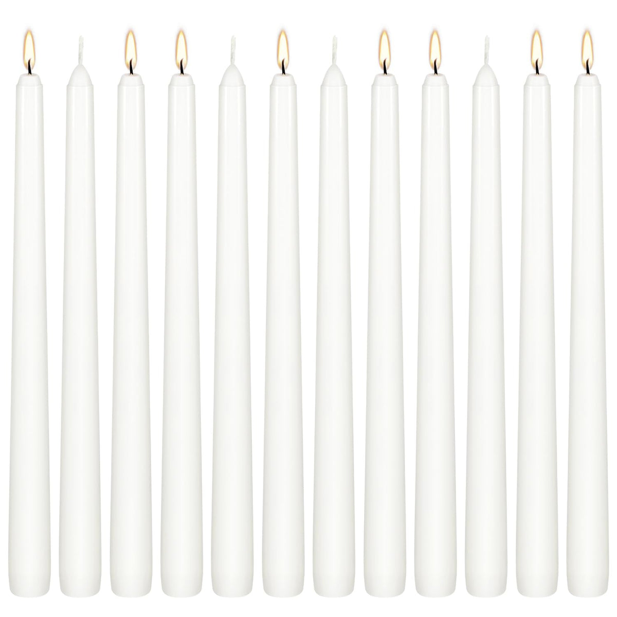 12Pack 10inch White Taper Candles- Dripless, Smokeless and Unscented candle-Long burning 8-9 Hours for home décor, Candlesticks, Dinner Table, Halloween,Vigil, Advent, Christmas, Thanksgiving, Kwanzaa