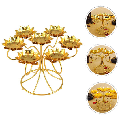 IDEANATEGRATE Golden Alloy Lotus Shape Metal Tealight Candle Holder, Heat-Resistant and Not Easy to Break, for Bedroom and Living Room Furniture Decoration