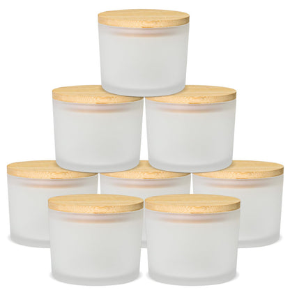SUPMIND 12 fl.oz Candle Jars, 8 Pack Large Frosted Empty Glass Jars for Candle Making with Bamboo Lids, Wide Mouth Container Bulk, Ideal for Candle Business Owners