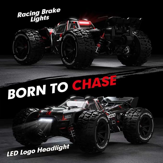 JETWOOD 1/14 50mph Electric Brushless RC Car for Adults JC14EP V3 All Terrain Super Fast Remote Control Car Offroad RTR Hobby RC Trucks Waterproof 3S High Speed Metal Gear Servo (Upgraded Version)