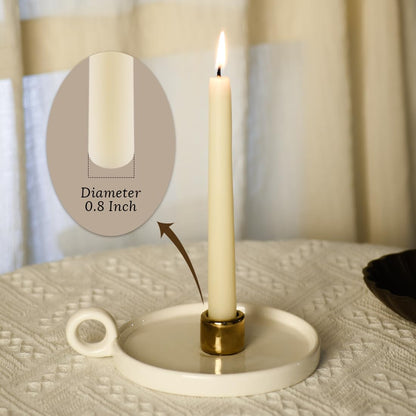8 inch Beeswax Taper Candles 4 Pack - All Natural, 100% Pure Unscented Bee Wax Candle, Dripless, 5 Hours Burnning Time -Off White