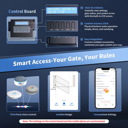 TOPENS XD551 Smart Gate Opener for Medium Duty Single Swing Gates Up to 18ft, Automatic Gate Opener with App Control AC Powered Remote Control Kit Solar Compatible