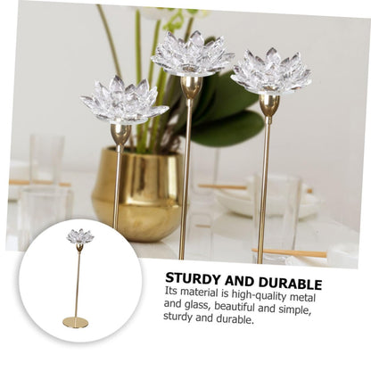 KICHOUSE Metal Crystal Lotus Candlestick Holder Small Gold, Simple Decorative Candle Stand for Wedding and Romantic Home Décor