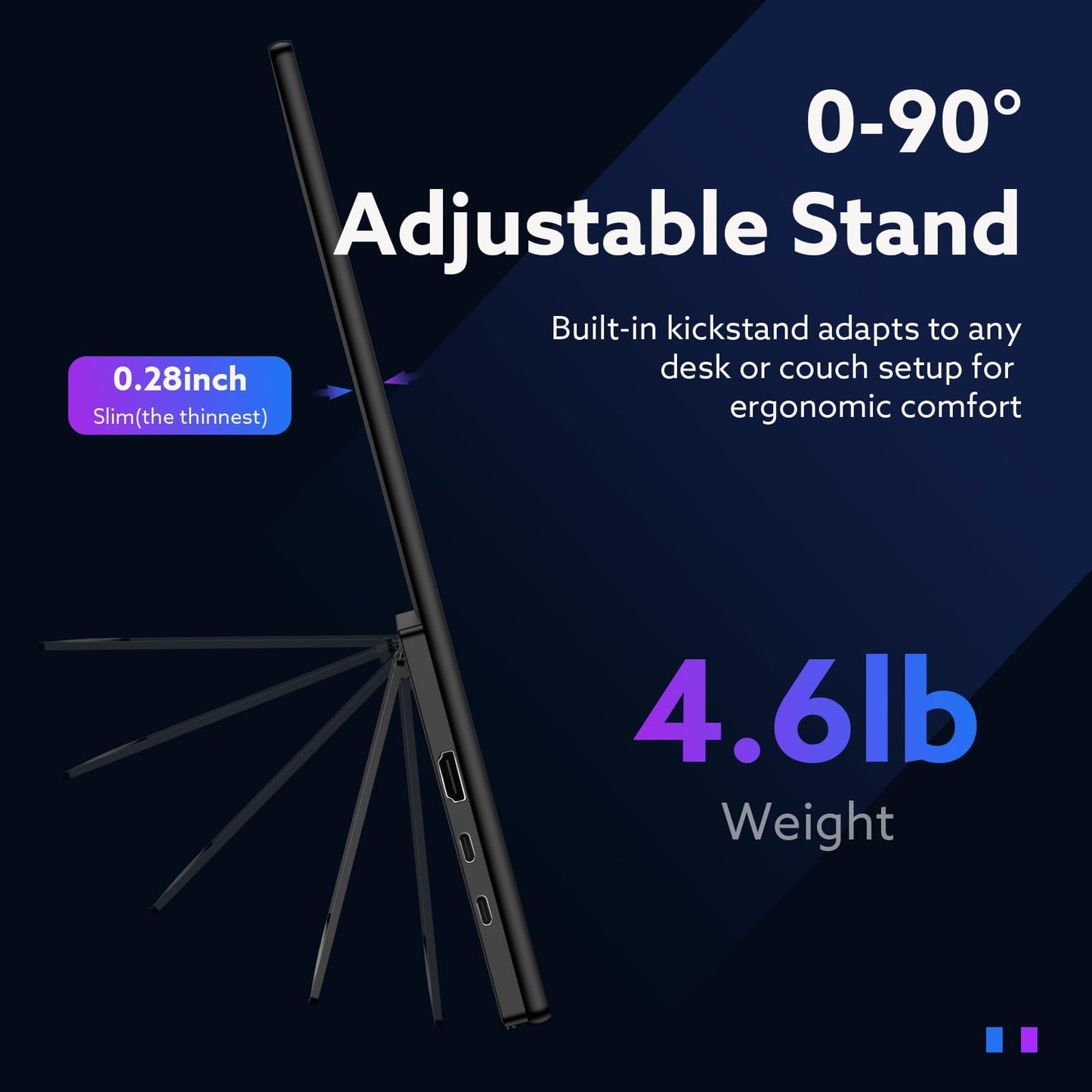 GWSGUT 23.8'' Portable Monitor 2.5K 180Hz QHD 1440p, VESA USB-C HDMI Laptop Screen Extender, Built-in Stand Speakers for Laptop Mac PS4/5 Xbox Switch