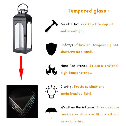 Bdor 2 Pack Luxury Black Metal Lanterns – 16" Tall Modern Hurricane Candle Lanterns with Tempered Glass Panels for Front Porch, Tabletop, Mantel, Wall Hanging, Garden, Indoor & Outdoor Décor