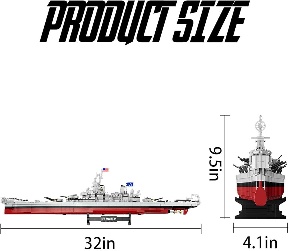 SEMKY Military Series USS Missouri BB-63 MOC Building Blocks and Engineering Toy（2228 Pieces）WW2 Warship for Kid and Military Fan