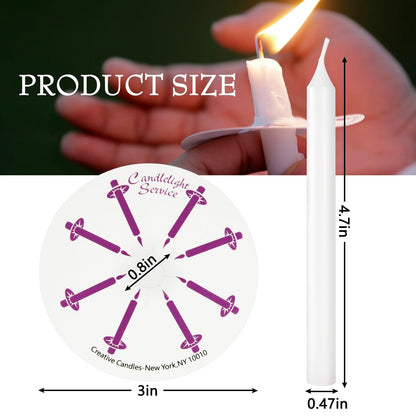 Grcdoyvl 200 White Church Candles with Drip Protectors for Devotional Candlelight Vigil Service, Box of 200 Candles, Unscented White 5" H X 1/2" D, No Smoke