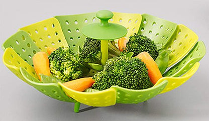 Cyrder Lotus steamer basket, Folding Steamer,BPA-Free,Green Kitchenware Accessory, Non-Scratch Silicone cookware