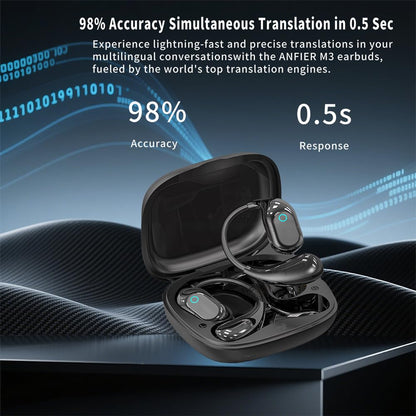 AI Translation Earbuds, 166 Language Translation Headphones, Translation Headphones with LED Screen Touch for Travel, Meetings, and Learning