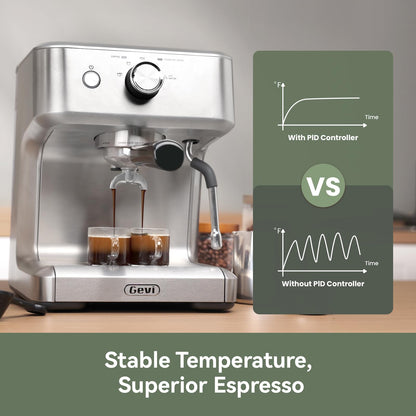 Gevi EzBru 1000 58mm Commercial Espresso Machine | PID & NTC Temp Control, 4 Adjustable Shot/Temp, Powerful Steam Wand & Barista Kit for Home & Café