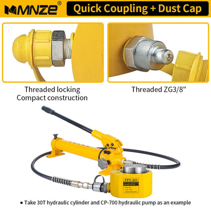 MMNZE 30T 14mm/0.55" Stroke Hydraulic Cylinder Jack Sets Mini Hydraulic Ram Jack Porta Power Kits Retract Automatically Split Hydraulic Single Acting Lifting Cylinders with CP-700 Hydraulic Hand Pump