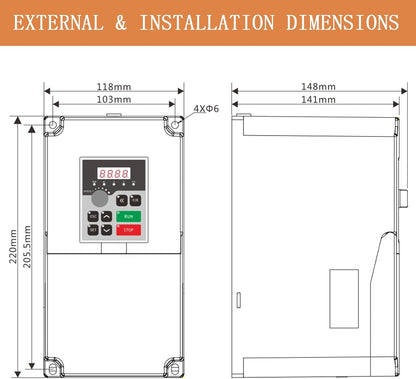 QNK 5.5KW 7.5HP 380V AC 12.5A VFD Converter Single to 3 Phase Inverter Variable Frequency Drive for CNC Spindle Motor Speed Controller