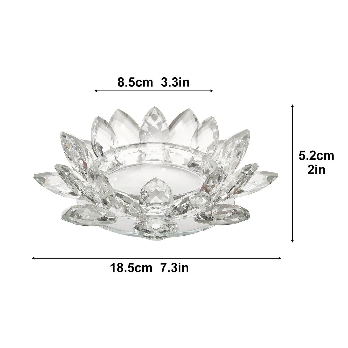 Crystal Lotus Flower Tealight Candle Holder, Clear, 7.48in