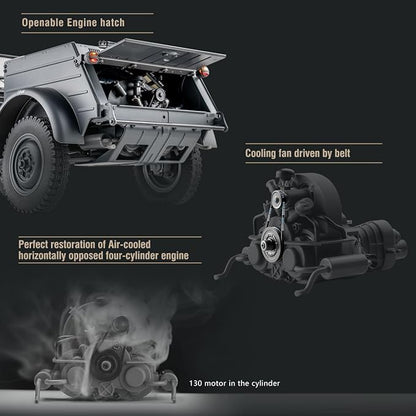 BEEZRC RocHobby 1/12 RC Crawler Kubelwagen Type 82 RC Car for Adults 4WD Off-Road Remote Control Truck Hobby RC Crawler with LED Lights 8Km/h High Performance