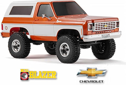 BEEZRC FMS 1/24 RC Crawler Officially Licensed Chevy K5 Blazer RC FCX24 RTR RC Pickup Truck SUV 4WD 2.4GHz 3CH Hobby RC Model 8km/h Mini Car Off-Road Remote Control Car (Orange)