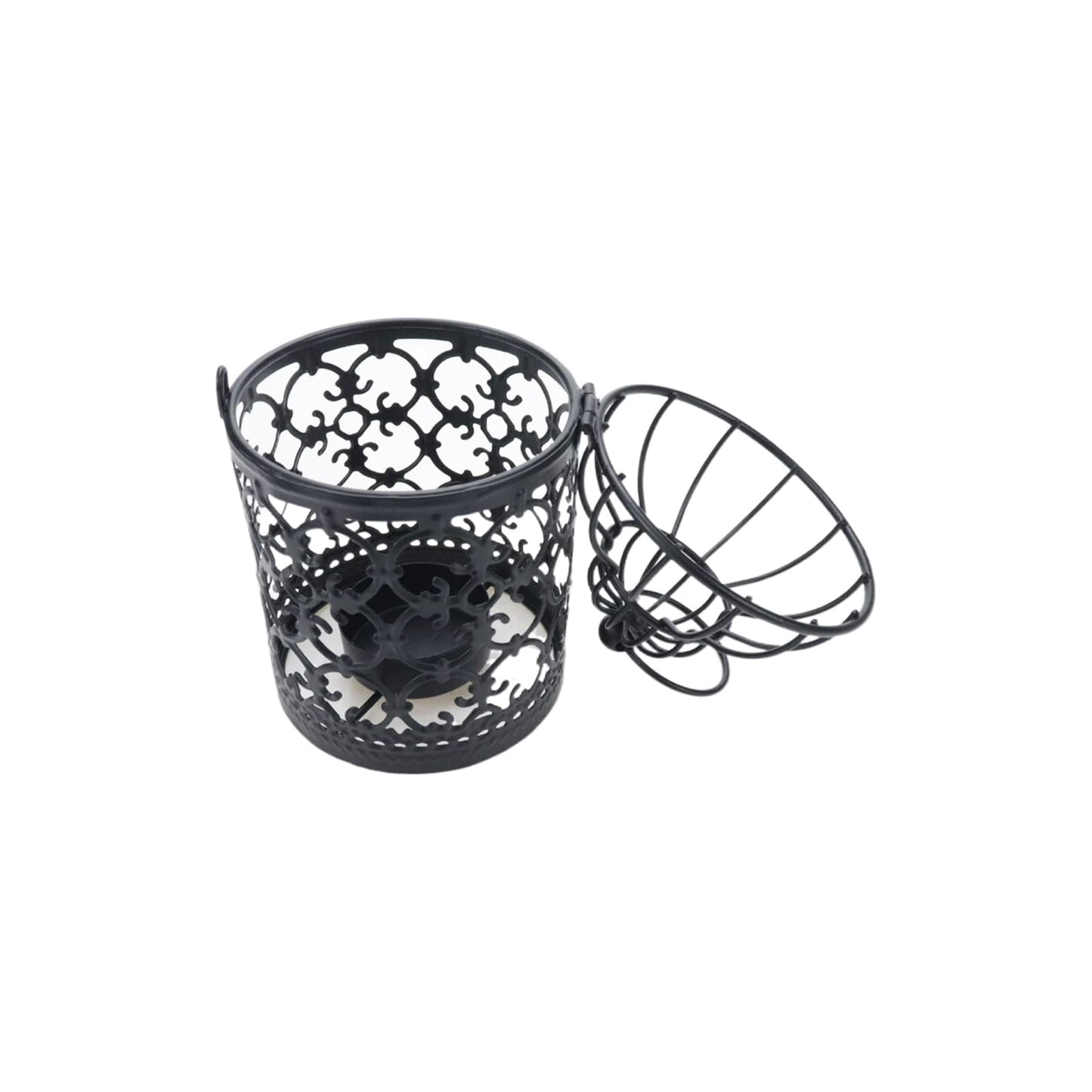 Pastlla 2Pcs Metal Tealight Holder, Hanging Birdcage Tealight Lantern Hollow Candle Holders for Wedding Gifts Home Dinner Party Christmas Decoration Black