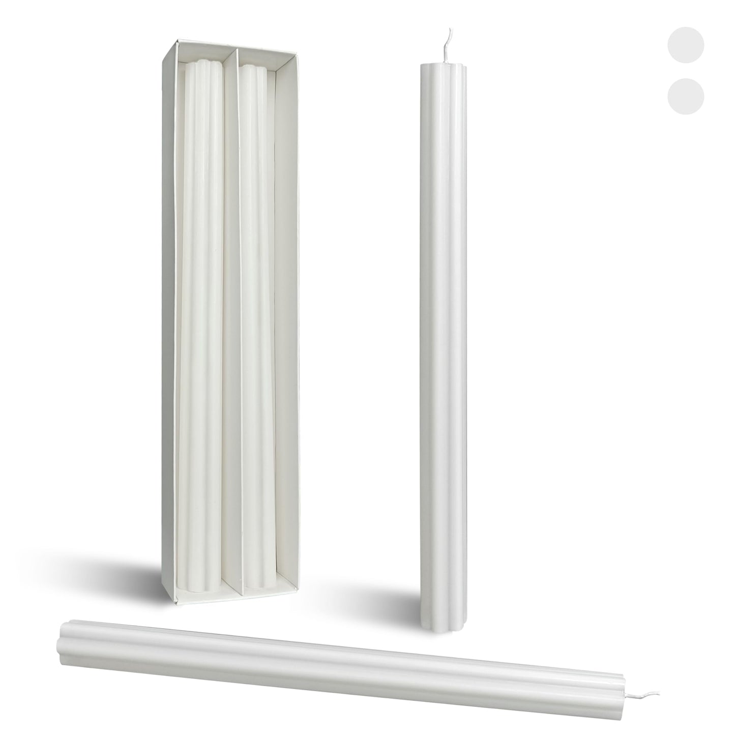 Long Taper Candles White Unscented Ribbed Candlesticks 10 Inch Dinner Tall Candle Smokeless Creative Handmade Candle Sticks for Holiday Weddings Home Decor 2 Pcs