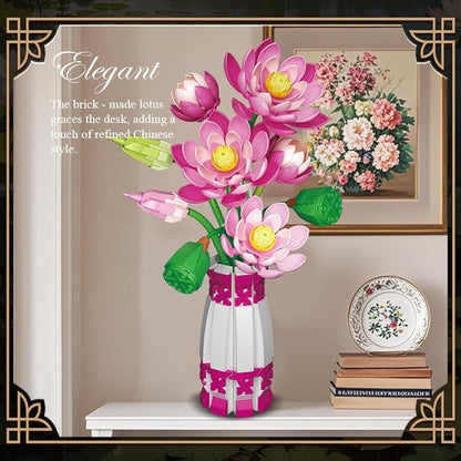 39092 Lotus Building Blocks Flower Set 710 Pieces of Floral and Plant Series Block Sets Adult Creative Enthusiast Model Gifts and Unique Collectibles Can be Used for Room Decoration