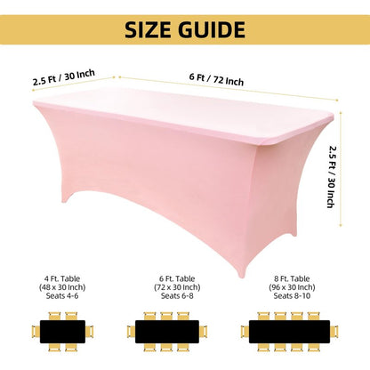 ZarzaaSik 6-Pack 6ft Spandex Table Covers for Rectangle Standard Folding Tables - Wrinkle Resistant Stretch Tablecloths - Ultimate Fitted Table Protector for Parties, Trade Shows, Wedding