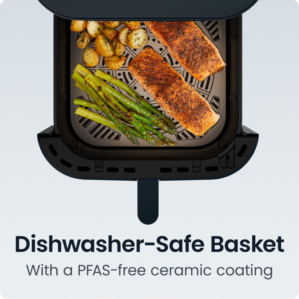 Chefman Crispinator Air Fryer 7-in-1 with 8 Qt Capacity, 450°F Max Temp & TurboFry Pro Technology for Fast, Even Results, Bake, Broil, Dehydrate, Viewing Window, Nonstick Ceramic-Coated Basket
