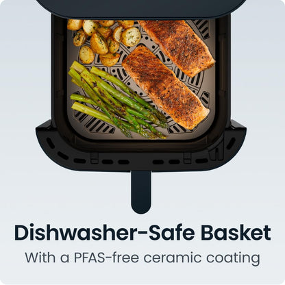 Chefman Crispinator Air Fryer 7-in-1 with 8 Qt Capacity, 450°F Max Temp & TurboFry Pro Technology for Fast, Even Results, Bake, Broil, Dehydrate, Viewing Window, Nonstick Ceramic-Coated Basket