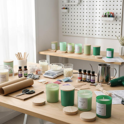 12Pcs Assorted Green Candle Jars for Making Candles, 10oz Empty Candle Jars with Bamboo Lids and Labels, Glass Candle Jar for Candle Making Supplies, Candle Containers for DIY Gifts