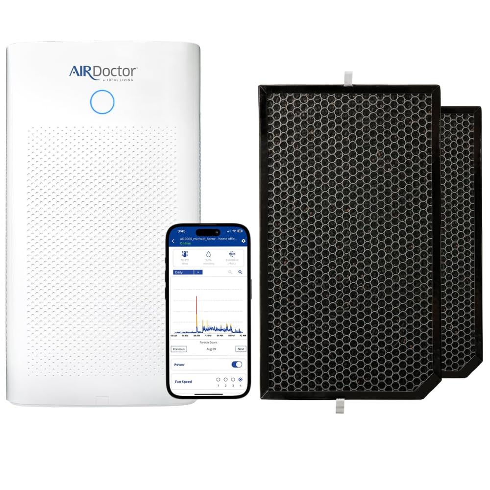 AIRDOCTOR AD5500i SMART 4-in-1 Air Purifier for Extra Large Spaces & Large Rooms- UltraHEPA, Carbon, VOC Filters Capture Particles 100x Smaller Than HEPA Standard with Extra VOC Filter- Bundle.