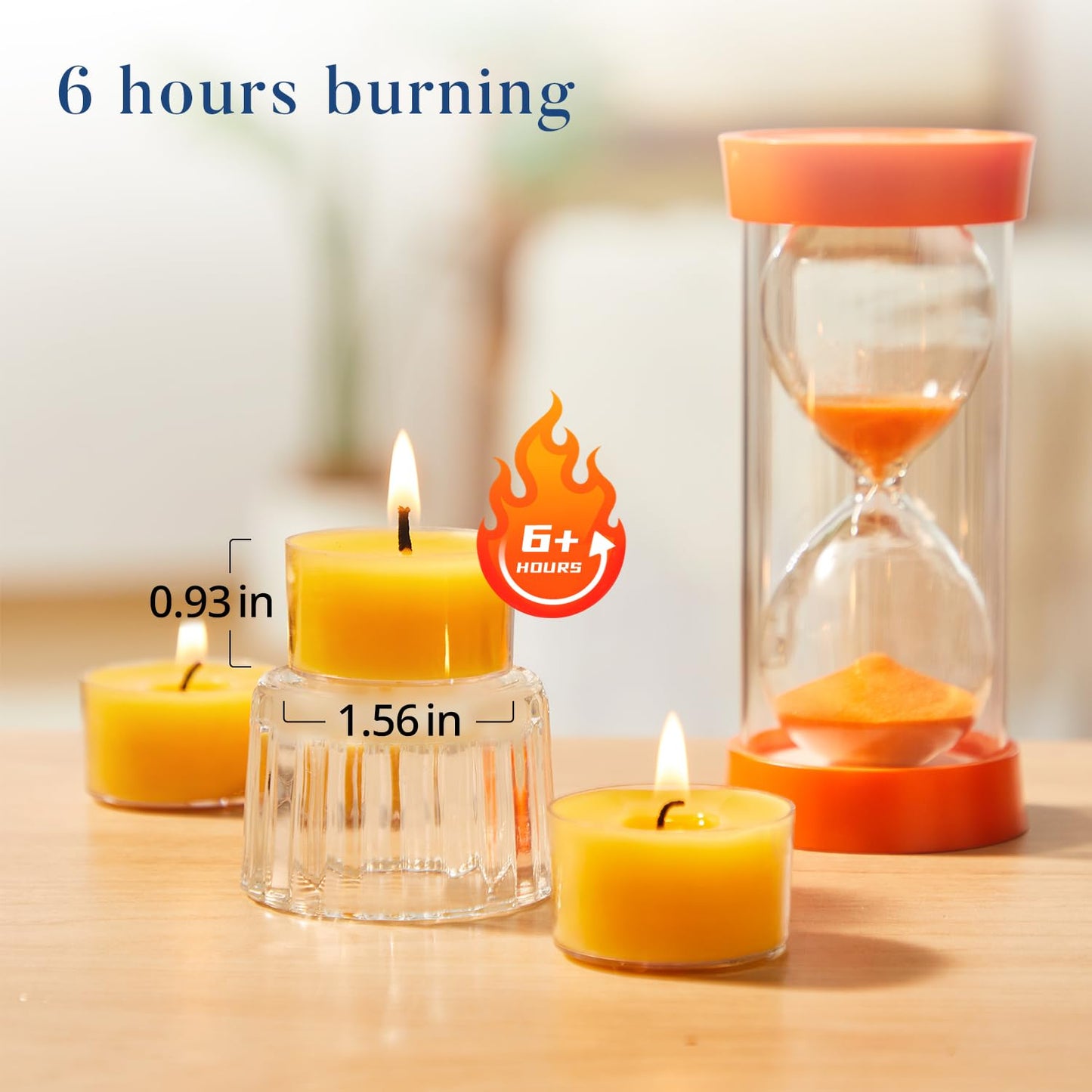 Crenovo 48 Pack Beeswax Tea Lights, 6-Hour Long Burning Tealight Candles, Ideal for Dinners Meditation Home Decor Tea Candles