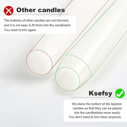 Ksefey 10 Inch White Taper Candles Set of 6 - Dripless,Unscented,8 Hours Burn Time-Perfect for Wedding,Dinner,Party and Home Decor