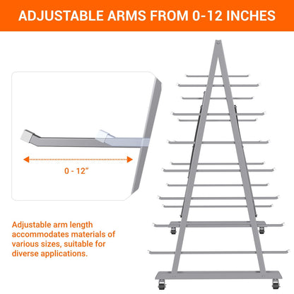 WUGEBA Floor Standing Lumber Horizontal Storage Rack-7 Tiers, Heavy-Duty Metal Adjustable Arms Pallet Racking, Up to 2500 Lbs, Free Standing Bar Storage Cantilever Rack for Basement