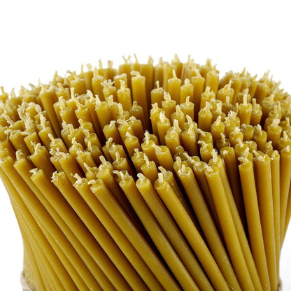 Danilovo Pure Beeswax Candles - Honey-Scented, Decorative Thin Taper Candles - Ideal for Birthday Decoration or Church Prayers - Drip Free, Tall & Smokeless Pack of 300 pcs, 7.3 x 0.24 inch
