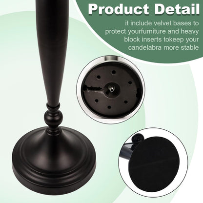 VINCIGANT Candle Holder for Table Centerpiece Wedding,5 Arms Black Candelabra for Pillar Candles,28.54 inch Tall Candlestick Holders for Party Return Gift 0.75inch Taper Candles Diameter