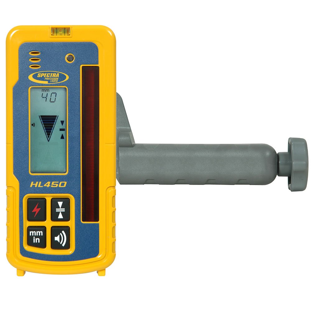 Spectra Precision HL450 Laserometer Receiver with Digital Readout, 102 mm Beam Reception, IP67 Rugged Housing, Drop-Resistant up to 5 ft, Includes Rod Clamp & User Guide