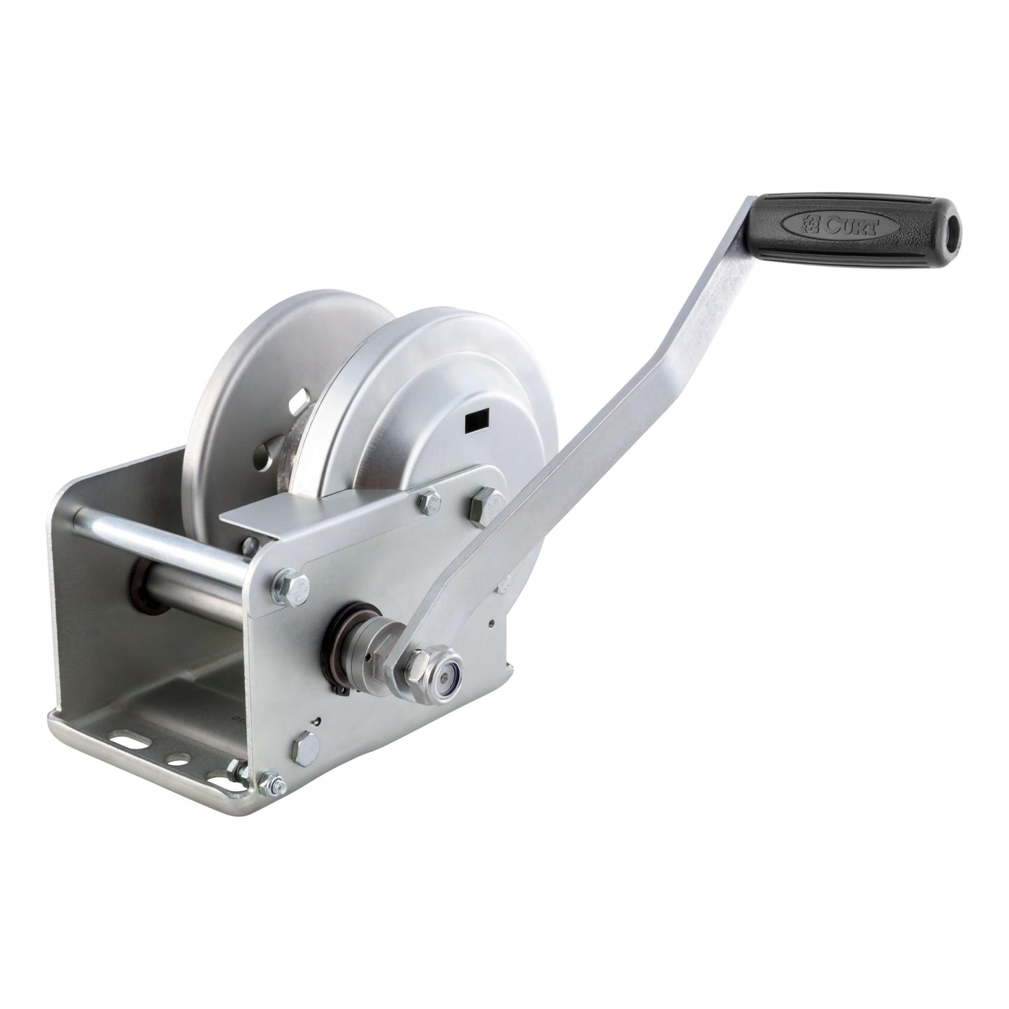 CURT 29615 Hand-Crank Brake Winch, 1,500 lbs, 5:1 Gear Ratio, 10.6" Handle