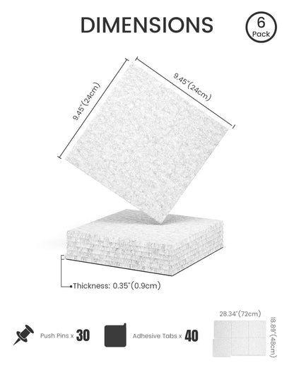 Felt Bulletin Board Tiles -28"x18" Cork Board Alternative for Office Decor, Push Pin Board Wall Organizer 6-Pack -Marble Gray