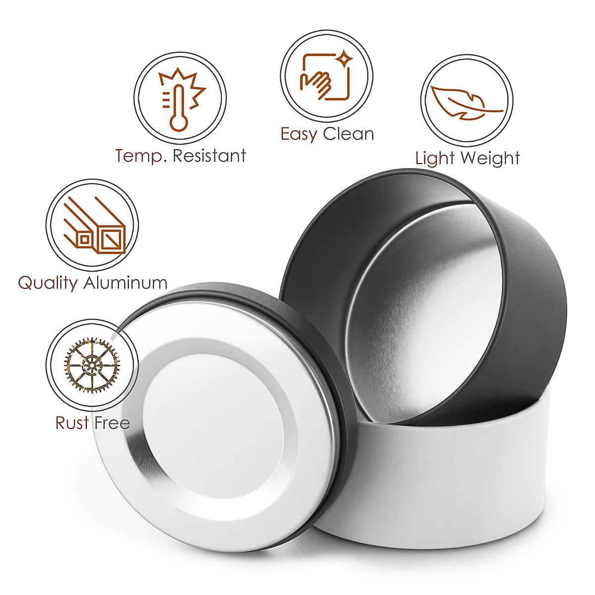 Hearth & Harbor Tin Candle Jars for Making Candles - DIY Candle Containers with Lids - Metal Candle Jars - Bulk Tins Storage for Candle - (24 Pieces) - (8 Ounces) - Solid Black and White
