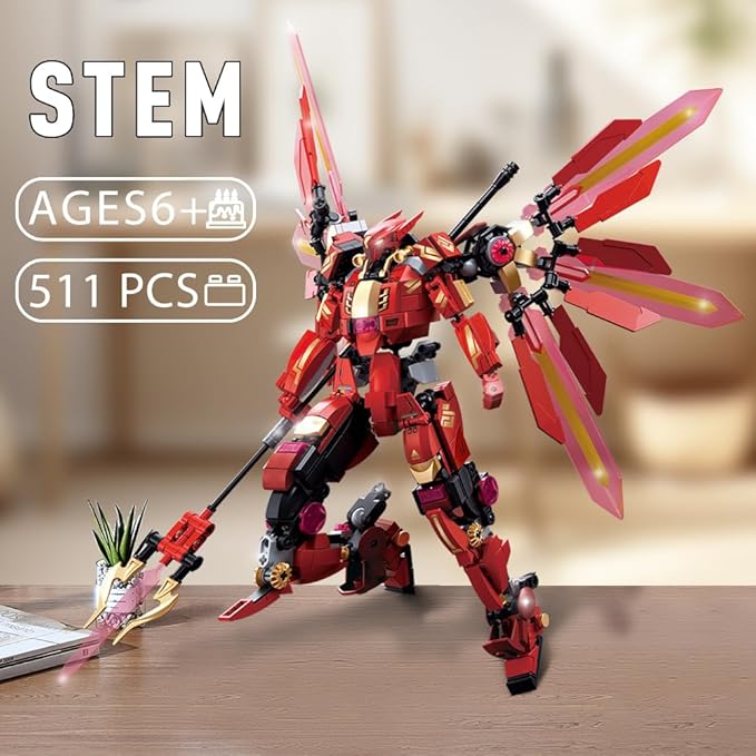 Mech Building Set Samurai Mecha Warriors Building Kit Creative Collectible Toy for Adults Man Teens Boys 8+ Compatible with Lego Mech Set 511 PCS