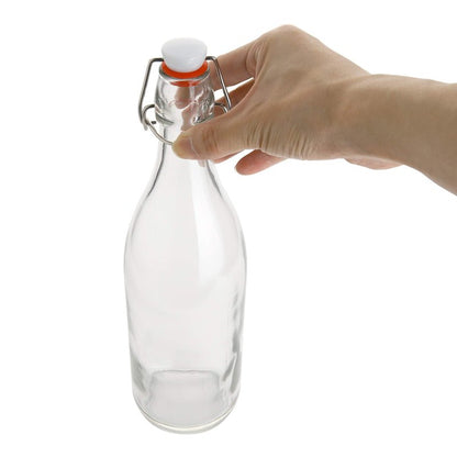 AYL Flip Top Glass Bottle [1 Liter / 33 fl. oz.] [Pack of 4] – Swing Brewing Bottle with Stopper for Beverages, Oil, Vinegar, Kombucha, Water, Soda, Kefir – Airtight Lid & Leak Proof Cap – Clear