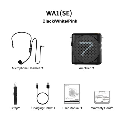7RYMS WA1(SE) Portable Voice Amplifier for Teachers with Wired Headset Microphone,Mini Speaker Microphone for Classroom,Speech,Training Outdoor,Speaker Megaphone with Noise Canceling, 23H Workin-White